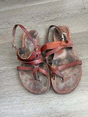 Genuine leather Women’s Leather‎ Strappy Sandals - Brown